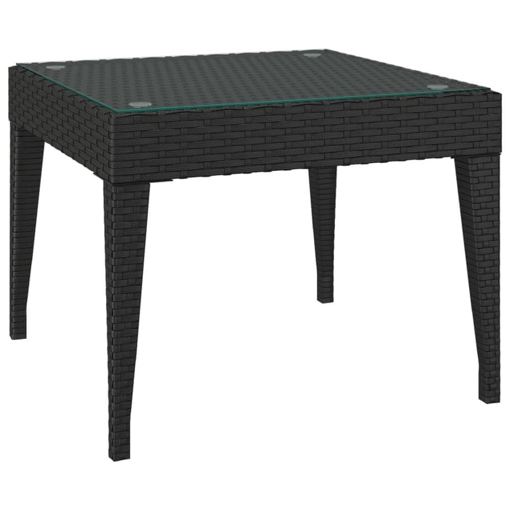 Vidaxl Bočný stolík čierny 50x50x38 cm polyratan a tvrdené sklo